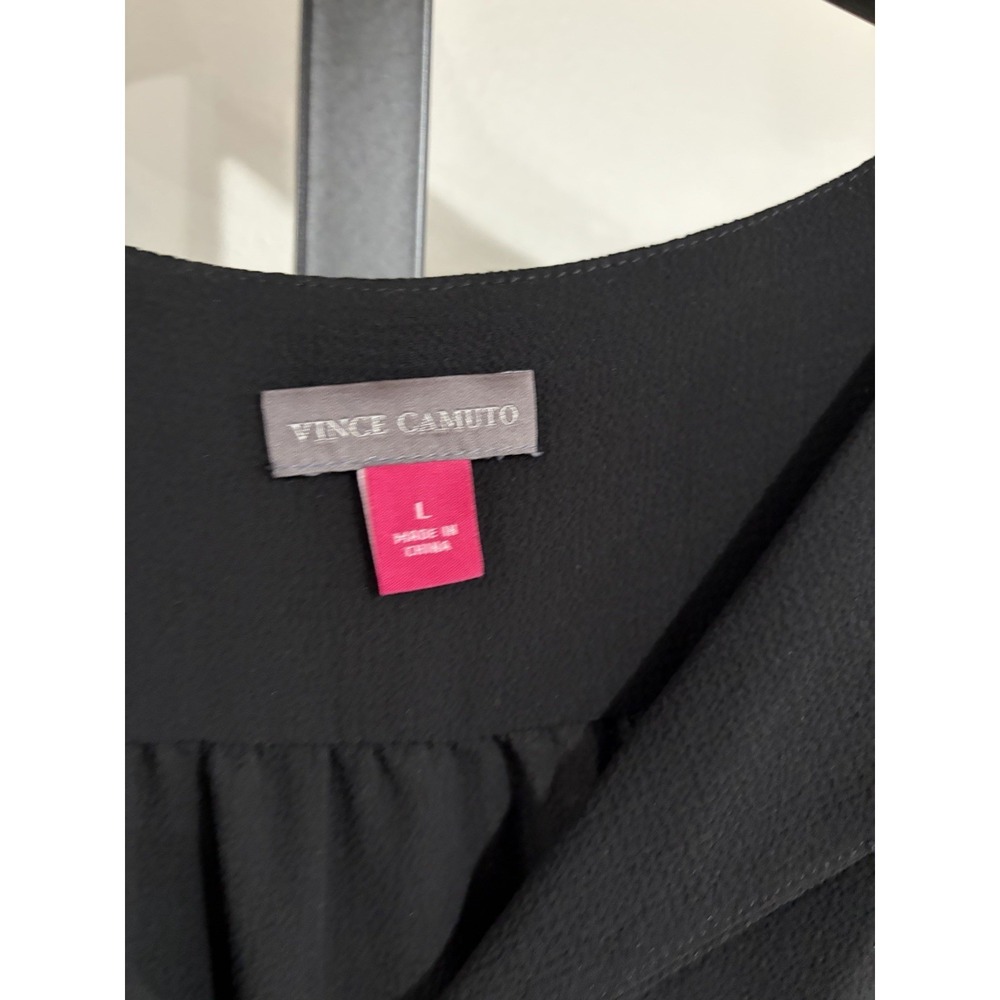 Vince Camuto womens blouse shirt top stretch loose BLACK LARGE EUC C76 - Picture 2 of 3